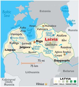 Physical Map Of Latvia